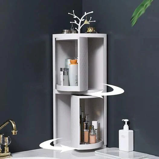 Double Decker Rotatable Corner Storage Cabinet