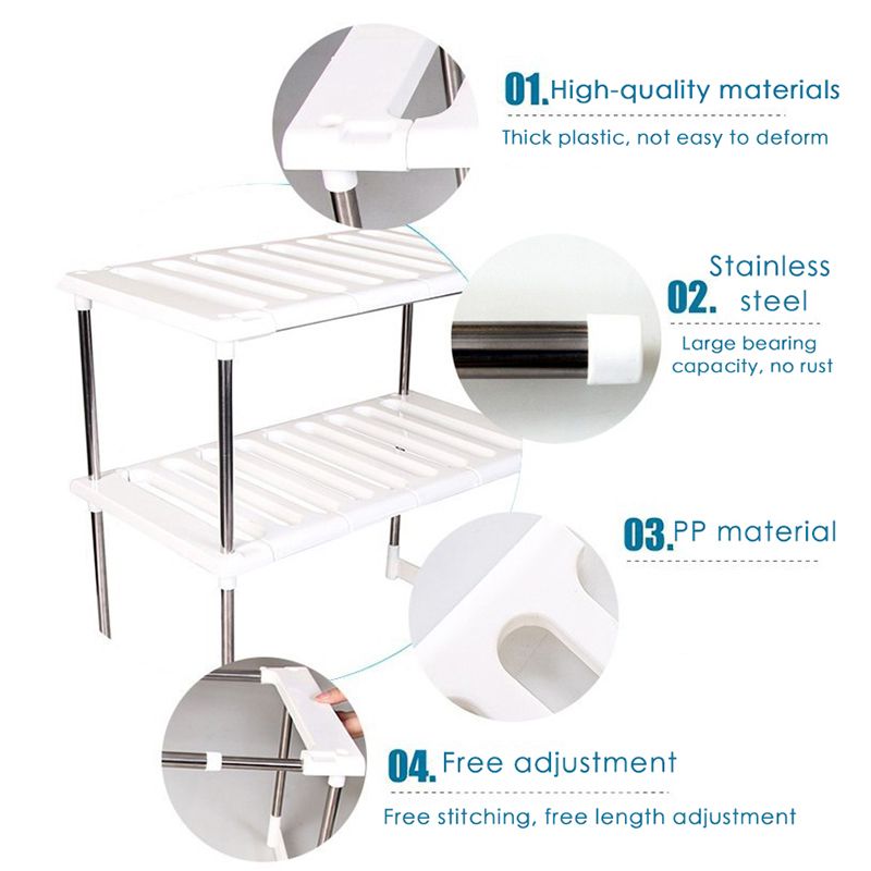 Expandable & Adjustable Under Sink Shelf Storage Rack