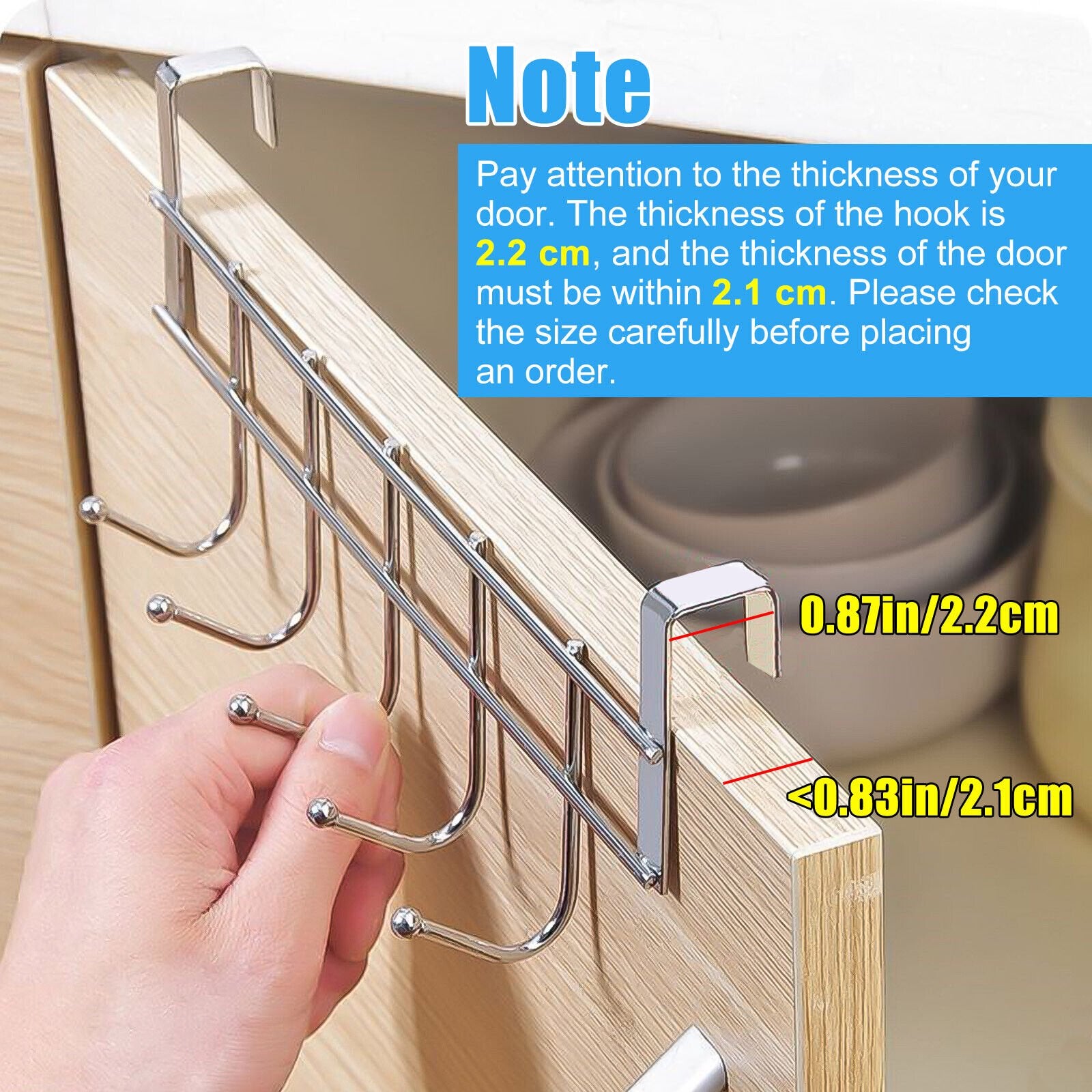 Over-the-Door 5-Hook Stainless Steel Organizer
