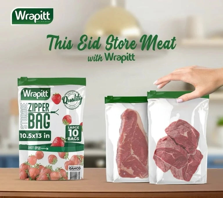 Zip Lock Meat & Grocery Storage Bags (Large Size)