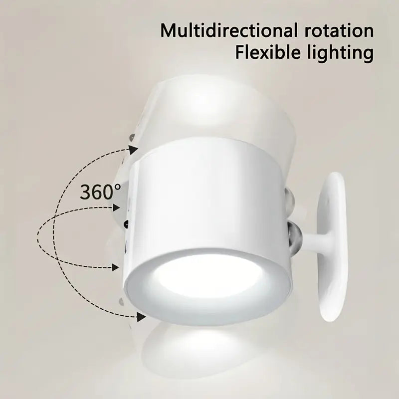 Double Head LED Wall Lamp – 360° Rotatable with Magnetic Holder
