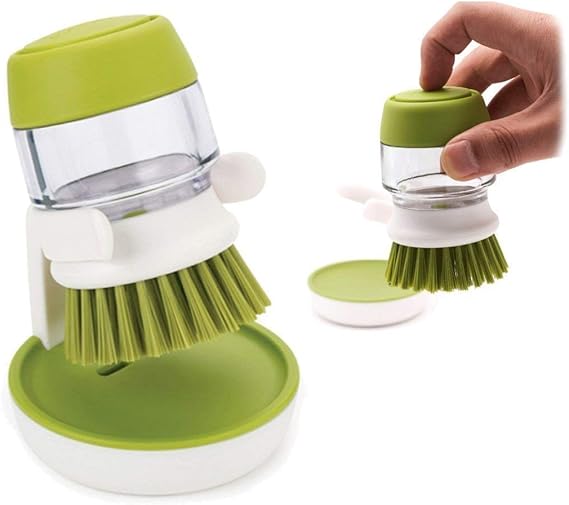 Scrub Soap Dispensing Brush with Storage Stand (Premium Quality)