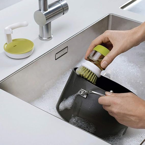 Scrub Soap Dispensing Brush with Storage Stand (Premium Quality)