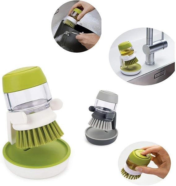 Scrub Soap Dispensing Brush with Storage Stand (Premium Quality)