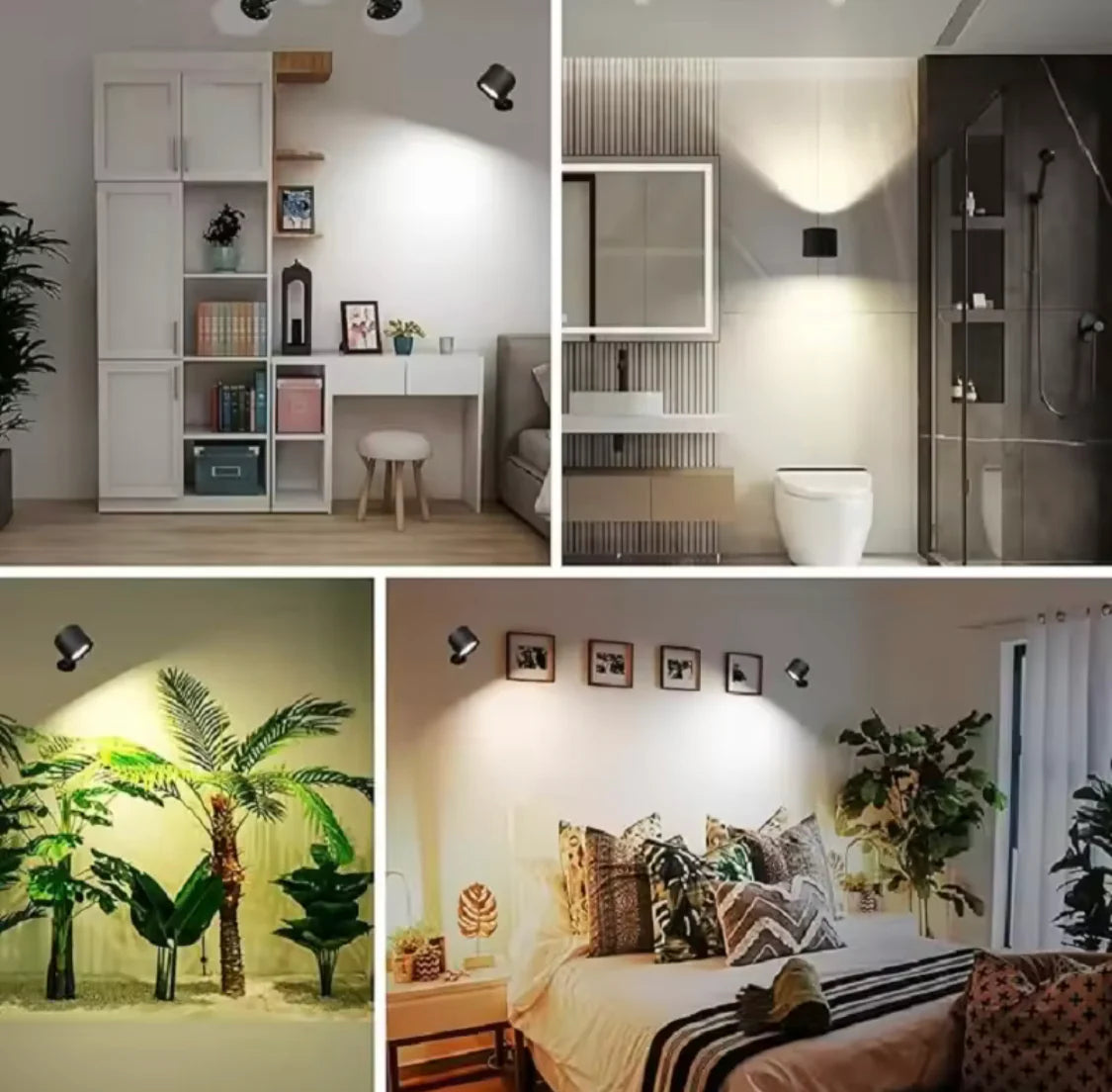 Double Head LED Wall Lamp – 360° Rotatable with Magnetic Holder