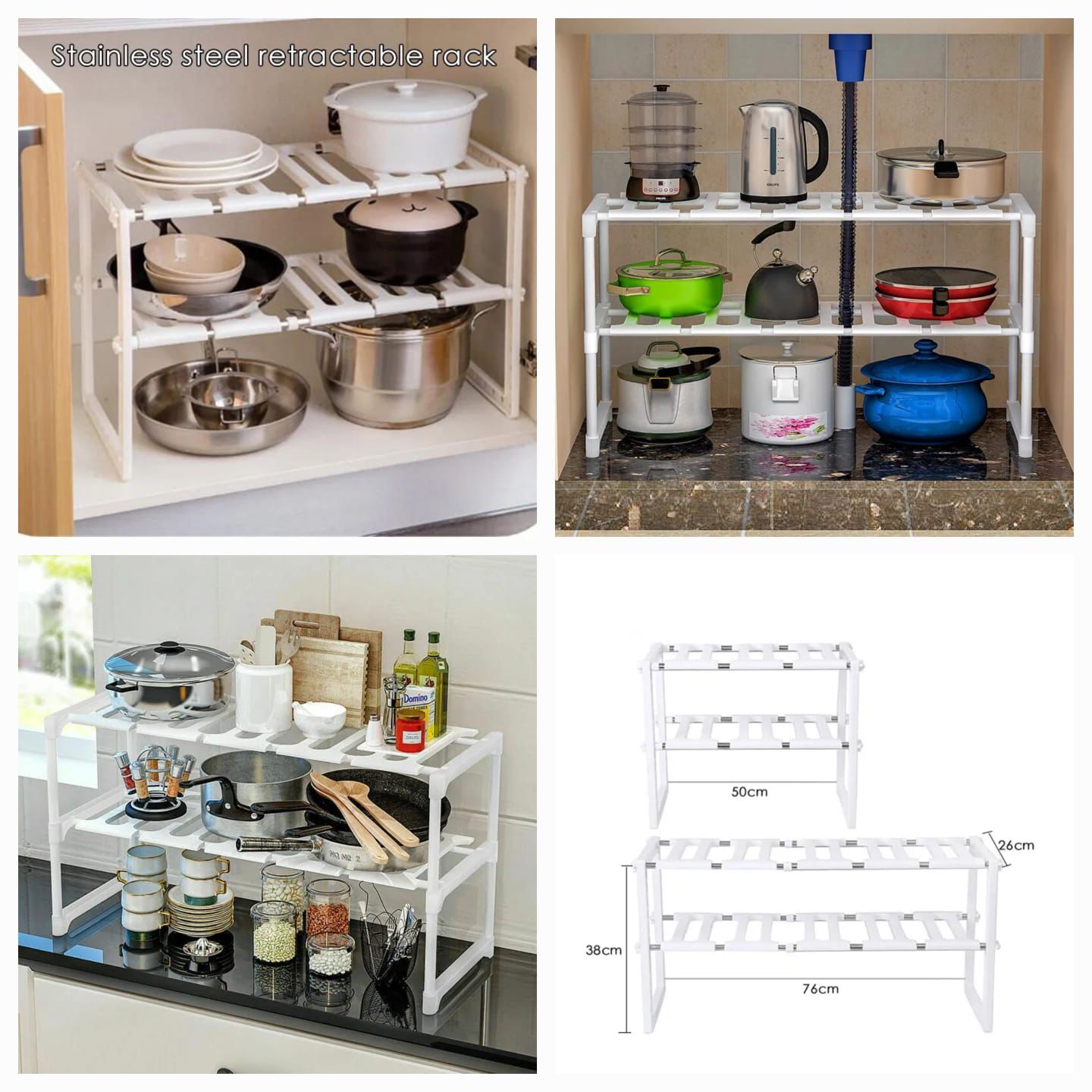 Expandable & Adjustable Under Sink Shelf Storage Rack