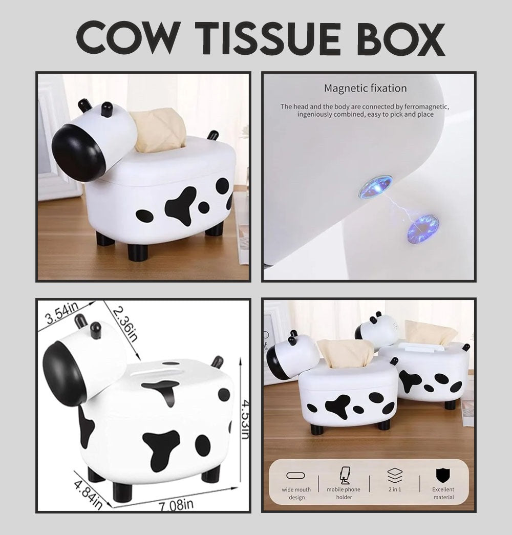 2 in 1 Cow Tissue Box with Toothpick Holder