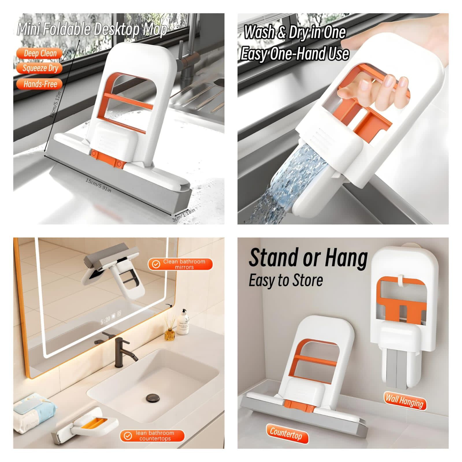 Mini Foldable Desktop Mop – Mop for Wet & Dry