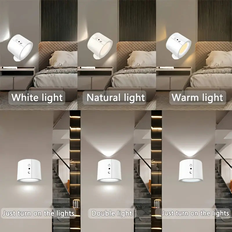 Double Head LED Wall Lamp – 360° Rotatable with Magnetic Holder