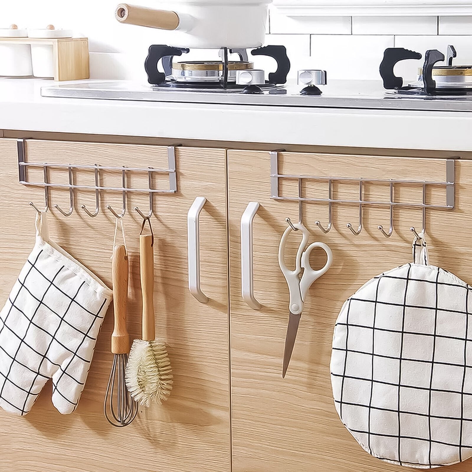 Over-the-Door 5-Hook Stainless Steel Organizer