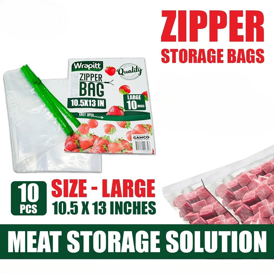 Zip Lock Meat & Grocery Storage Bags (Large Size)