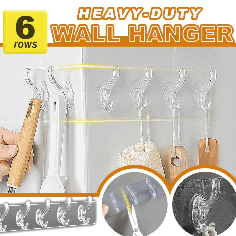 Transparent Wall-Mounted 6-Hook Rack